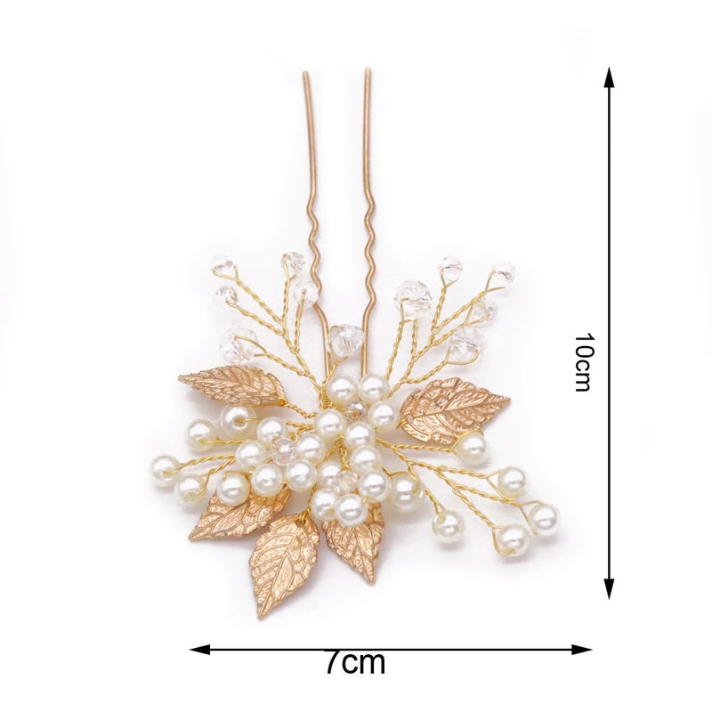 FXmimior Bridal Headpiece Vintage Crystal Leaf Hair Pins Bobby Pins Wedding Party Hair Accessories(pack of 3) (gold) - Image 5